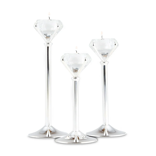 Diamond 3 Piece Metal Tealight Set