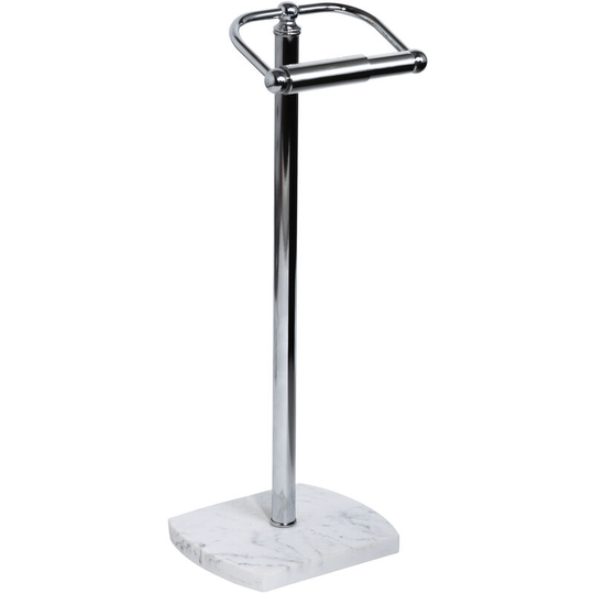 Octavia Freestanding Toilet Roll Holder/Dispenser, White Marble - White Marble