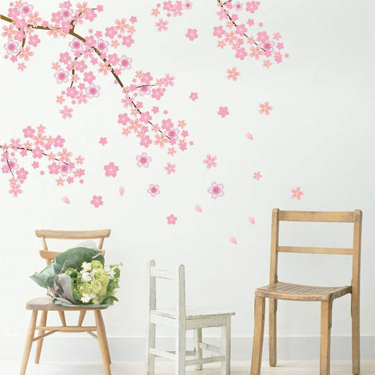 2 plum blossom bedroom living room sofa tv background wallpaper removable