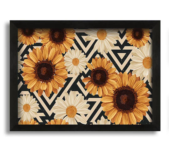 Summer Flowers on Abstract - Picture Frame Graphic Art on Canvas