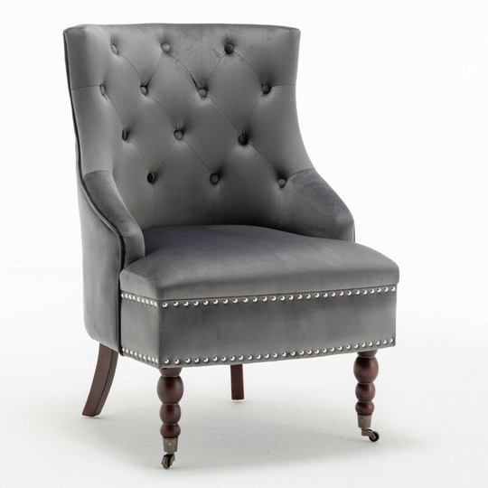 Upholstered Tufted Velvet accent Armchair in grey - grey