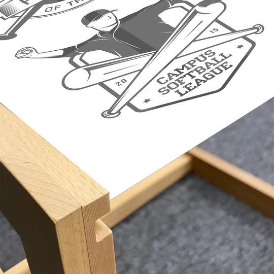 Sports Coffee Table, Vintage Baseball And Softball With Championship Winner Victory Theme, Acrylic Glass Center Table With Wooden Frame For Offices Do