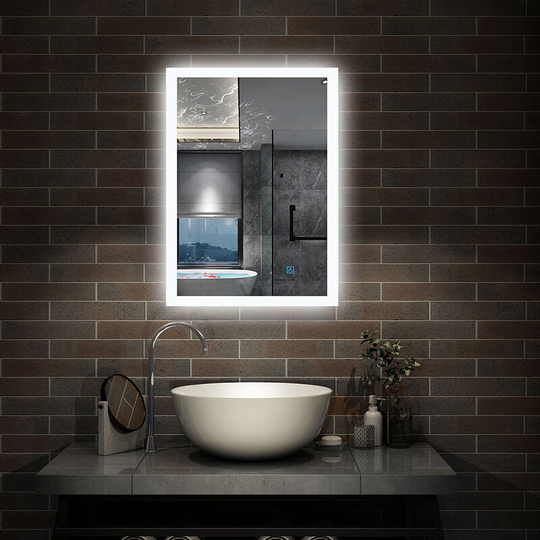 Anti-foggy Wall Mounted Mirror,Frontlit led Illuminated Bathroom Mirror with Demister - 700x500mm Vertical or Horizontal