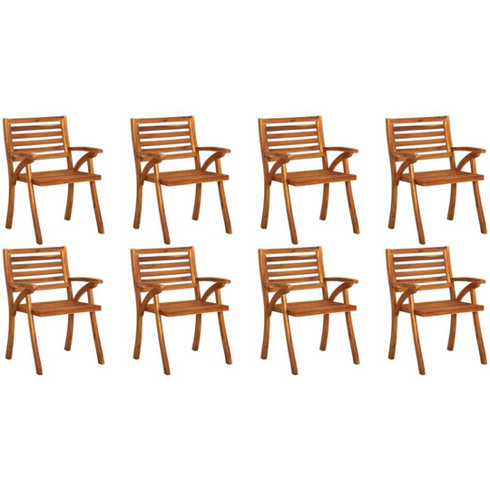 Garden Chairs 8 pcs Solid Acacia Wood FF3075172_UK - Topdeal