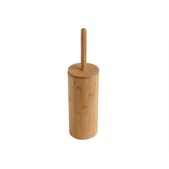 Round Bamboo Free-Standing Toilet Brush and Holder