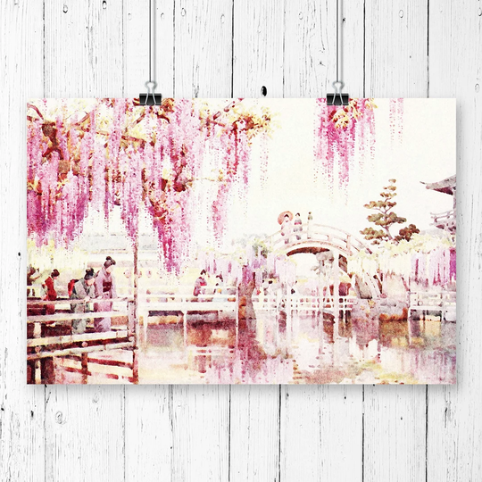 'Japanese Oriental Wisteria, Kameido' by Ella Du Cane Graphic Art