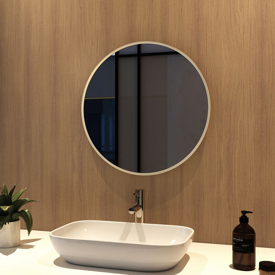 Meykoers 50cm Bathroom Mirror Round Hanging Wall Mirror Brushed Gold Frame, Modern Wall Mounted Bathroom Mirror
