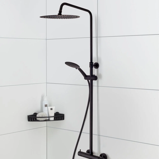 Belfry Bathroom Twiss Rainfall Shower Set With Tap Black