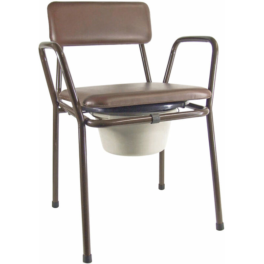 Loops - Stackable Bedroom Bathroom Commode Chair - Padded Backrest - 5 Litre Pail