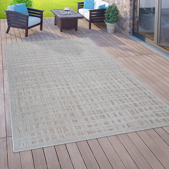 Artis 3-D Check Power Loom Grey Indoor/Outdoor Rug