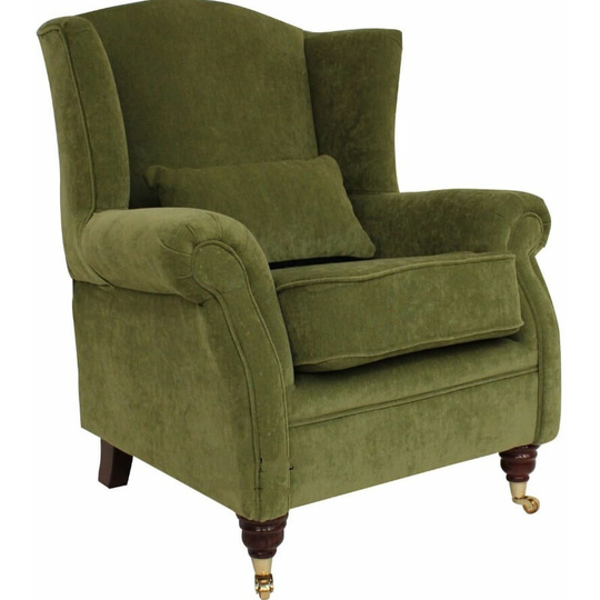 Wing Chair Fireside High Back Armchair Pimlico Sage Green Fabric