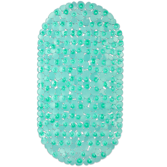 Relaxdays - Anti-Slip Bath Mat, Stone-look Design, Non-Slippery Suction Cups for Bathtub, Washable, WxD: 36 x 68 cm, Green