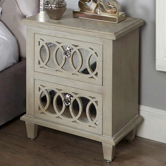 2 Drawers Bedside Table for Bedroom Furniture, 66cm Nightstand Storage Cabinet Bed Side Table