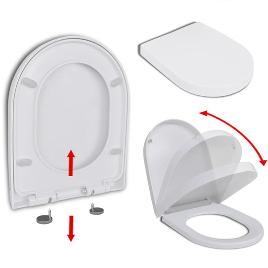 Soft-close Toilet Seat with Quick-release Design White Square vidaXL - White
