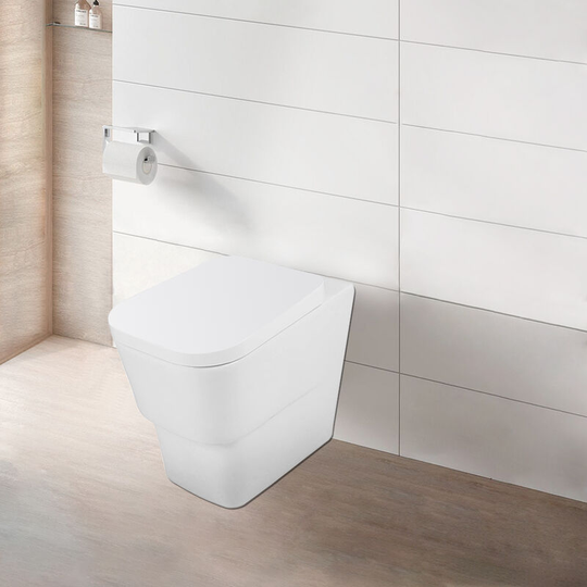 NRG - Modern Bathroom Back to Wall Toilet Short Projection Pan Soft Closing uf Seat White