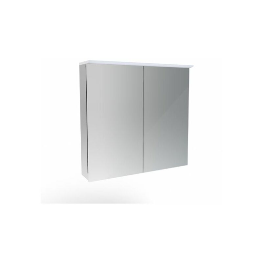 Glacier 2 Door Mirror Cabinet With Light And Shaver Socket - 750mm Wide - GL075EC - Aluminium - Saneux