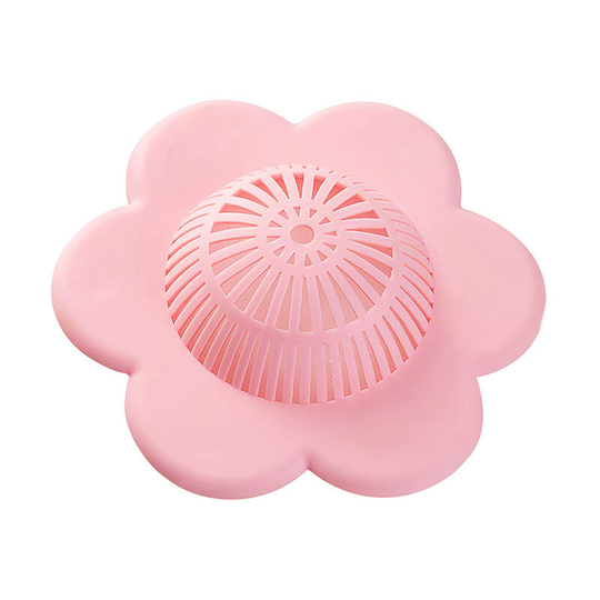 Perleraregb - Set of 4 silicone hair catches with suction cups, washbasin filter for bathroom, bathtub and kitchen (pink)