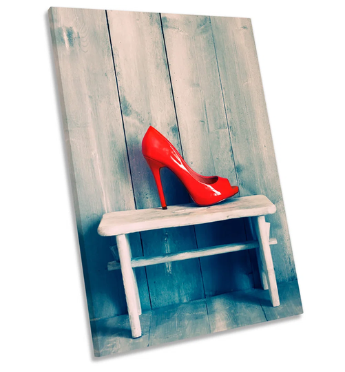 Red High Heel Shoe Fashion Picture - Wrapped Canvas Photograph