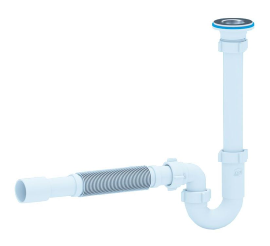 Kitchen Sink Drain Waste Trap 6/4' x 40mm with Flexible Part for Easy Connection