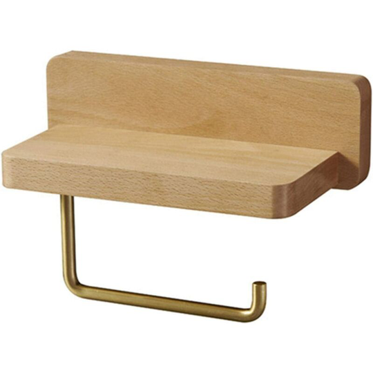Bette Toilet paper holder Wooden toilet paper roll holder with counter - for bathroom, kitchen, wc
