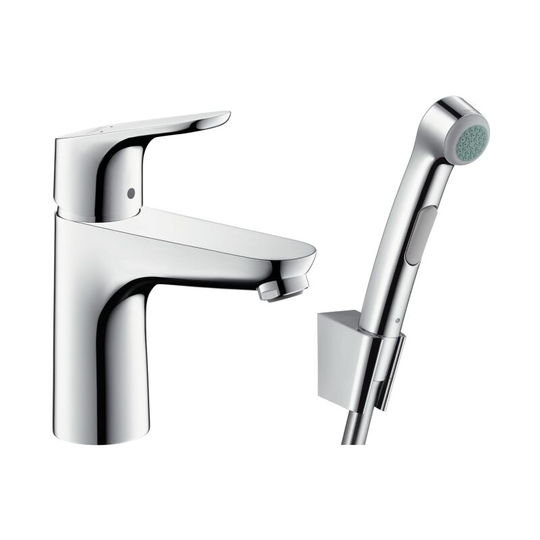 Focus Set with single lever basin mixer 100 with bidet spray and shower hose 160 cm, chrome (31927000) - Hansgrohe