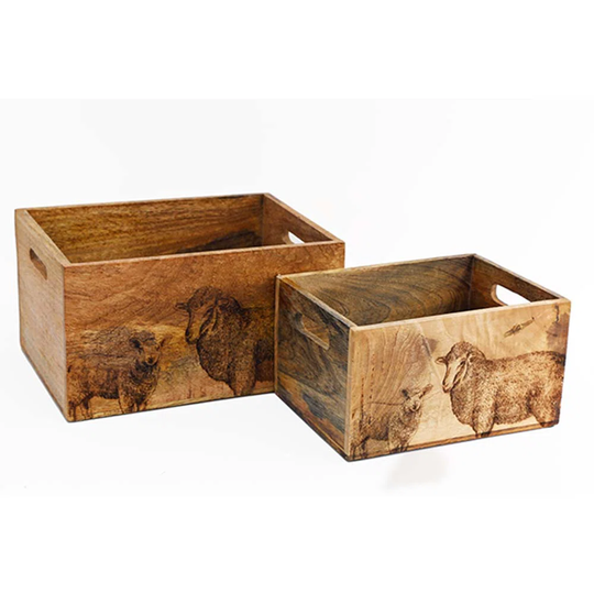 Doxie Sheep Solid Wood 2 Piece Bucket Set