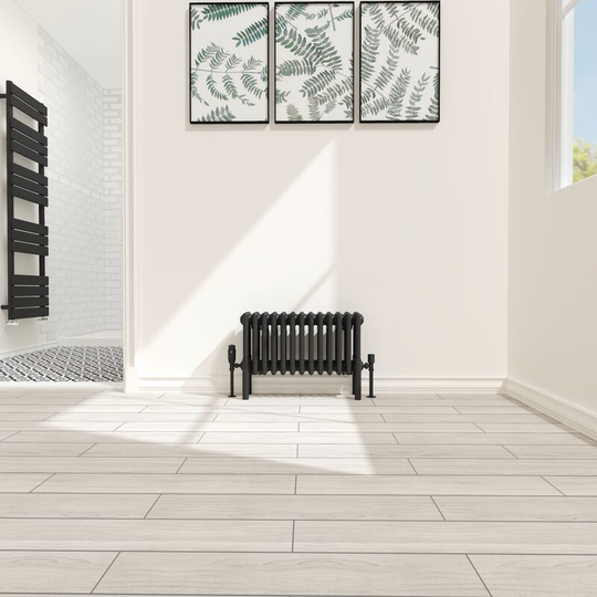 NRG - Traditional 4 Column Radiator Cast Iron Style Heating Rads Horizontal Black 300x605mm