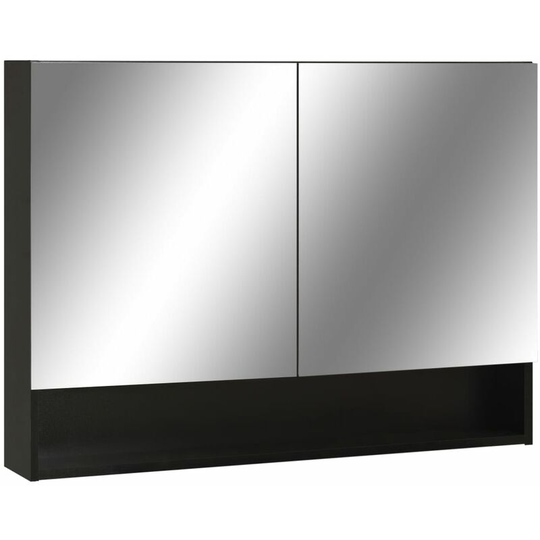 Vidaxl - led Bathroom Mirror Cabinet Black 80x15x60 cm mdf Black