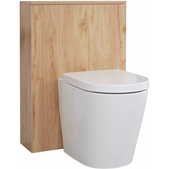 Milano - Oxley - Golden Oak 600mm Bathroom Toilet wc Unit with Back to Wall Pan, Seat and Cistern