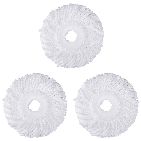 3Pcs Microfiber Mop Heads, Mop Head Replacement Round Mop Heads 360 Rotation for Floor Cleaning (Diameter 16 cm) white