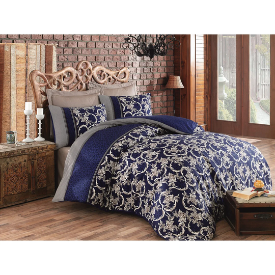 Elledge Dark/Blue/Beige 100% Cotton Duvet Cover Set