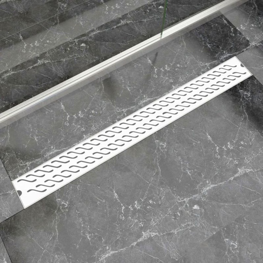 Linear Shower Drain Wave 1030x140 mm Stainless Steel VD04367 - Hommoo