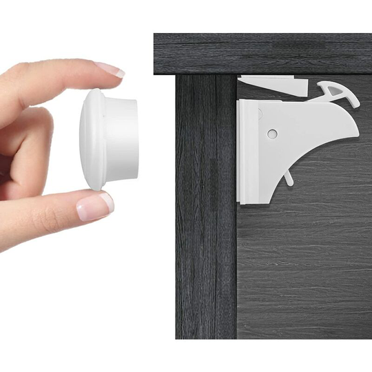 Perlerare - Baby Safety Cupboard Door Stopper (4 Locks + 1 Key), Drawer Block Child Safety Baby Locks Locks Magnetic Safety Latches for Cabinet