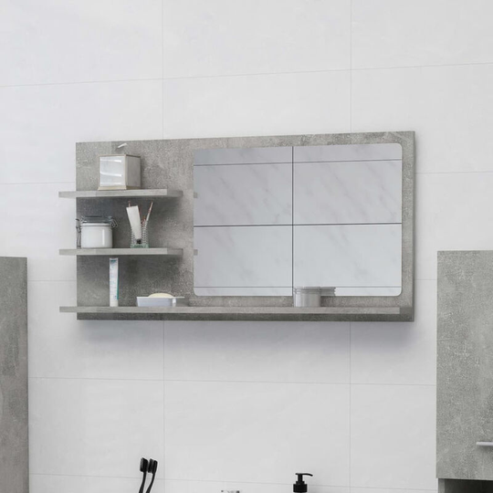 Bathroom Mirror Concrete Grey 90x10.5x45 cm Chipboard