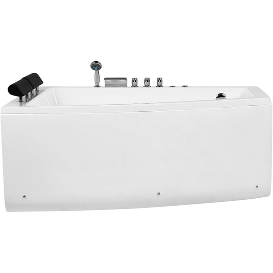 Beliani - Hydromassage Corner Bathtub Right Hand Air Jets led Faucet White Acrylic Serrana - White