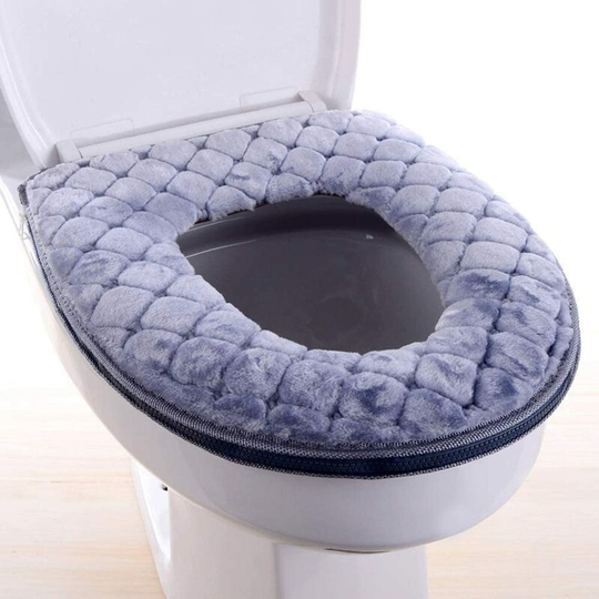Toilet Seat Cover for Bathroom, Warmer Washable Soft Toilet Seat Cushion Covers with Zipper Reusable for Home (Gray)