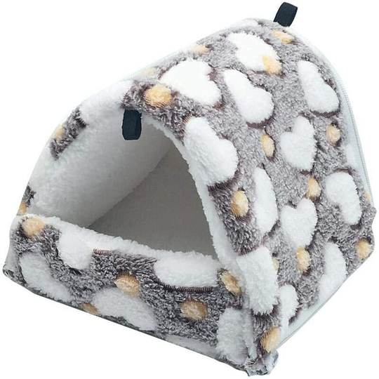 Litzee - Bedding Rodent Plush Small House Hamster Hammock Toy Bed Hut for Guinea Pig Rabbit Chinchilla Ferret, Brown l