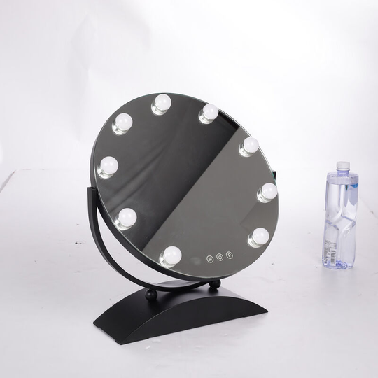 Black Round Hollywood Vanity Makeup Mirror Dimmable - Livingandhome