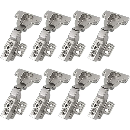 110 Degree Full Coverage Hinges with Integrated Damper Self-Closing Mechanism for Kitchen Door Cabinets, 8 Pack