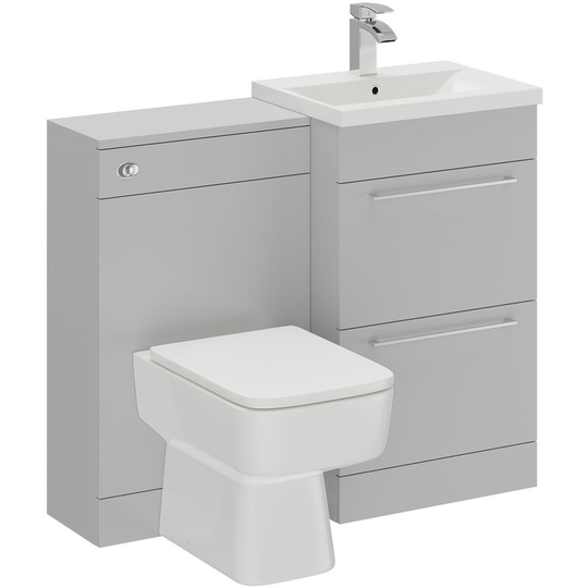 Napoli Gloss Grey Pearl 1000mm 2 Drawer Vanity Unit Toilet Suite - Gloss Grey Pearl