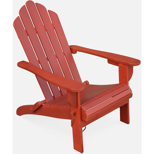 Wooden garden armchair - Terracotta Adirondack Salamanca - Eucalyptus, retro terrace chair, folding beach chair - Terracotta