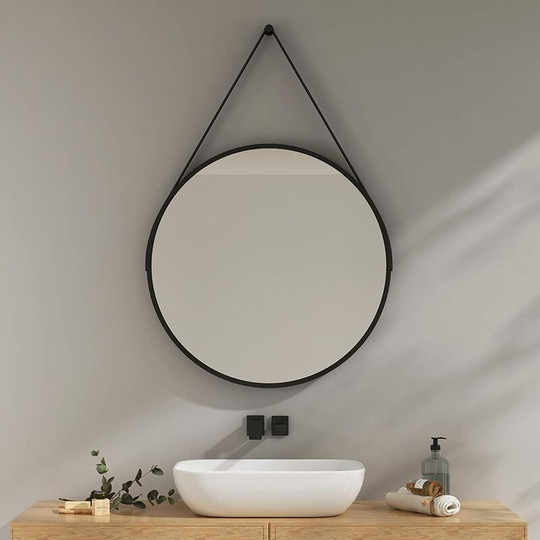 Emke - Bathroom Mirror 700mm Large Circle Mirror Round Mirror Wall Vanity Mirror Framed Hanging Makeup Mirror Decoration for Bathroom Bedroom Living