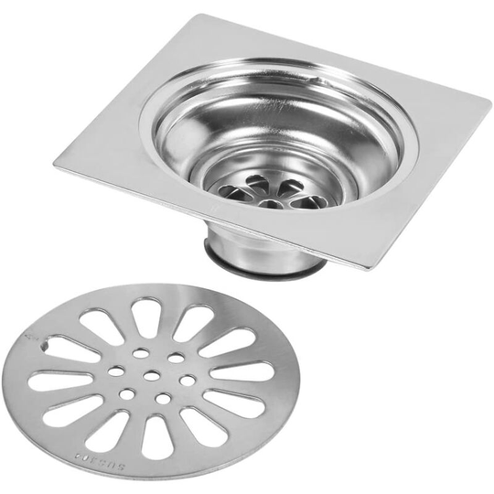 Thick Stainless Steel Floor Drain Bathroom Odor Proof Square Shower Drain 100 * 100mm,Bathroom Deodorant Self-Sealing Brushed Glossy Copy Buckle