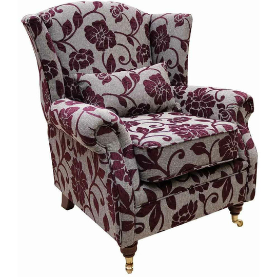 Wing Chair Fireside High Back Armchair Meghan Aubergine Fabric