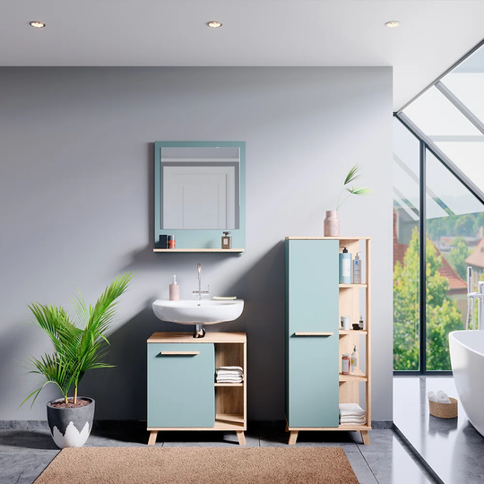 Ciro 60Cm W x 128Cm H x 33Cm D Bathroom Storage Furniture Set