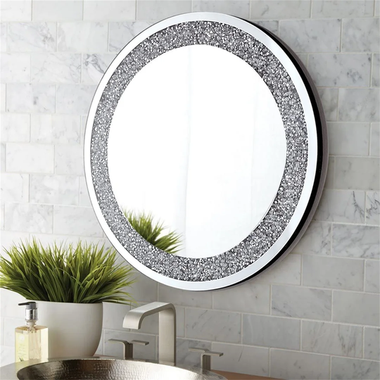 Ralston Round Framed Wall Mounted Accent Mirror in Silver