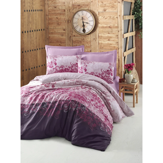 Benno Rose/Lilac/Cream 100% Cotton 210 TC Modern & Contemporary Duvet Cover Set