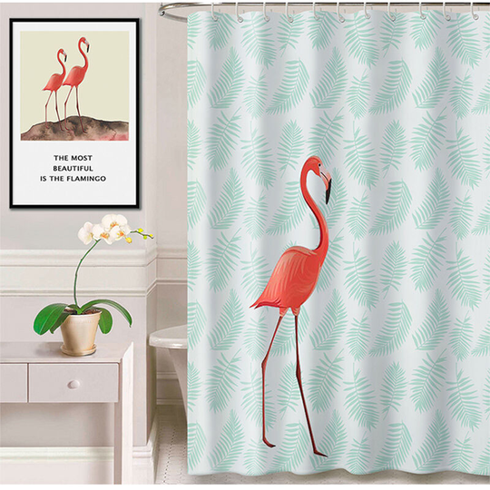 Gift - Waterproof and Mildewproof Digital Printed Flamingo Shower Curtain With Elegant Pattern Bathtub Curtains Bathroom Accessories 180 x 200cm