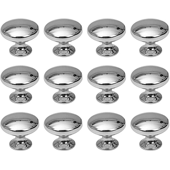 Round Door Knobs Drawer Knobs 30mm Drawer Pulls with Screws for Cabinet Desk Bedside Table Bookcase Furniture 12 Pieces Silver