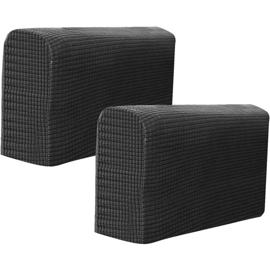 Elastic Arm Protector Stretch Sofa Arm Cover Armchair Cover Home Office Recliner Sofa Loveseat Protector Fabric 2 Pieces (Black)